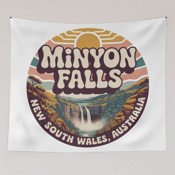 Item preview, Minyon Falls NSW Retro Travel Badge designed and sold by Random Designs.