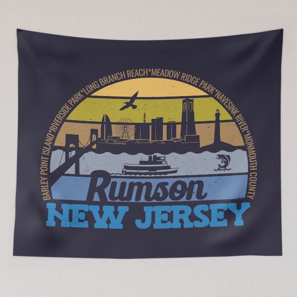 Item preview, Rumson New Jersey Sunset Retro Vintage Local Pride Logo designed and sold by CRHPOD20.