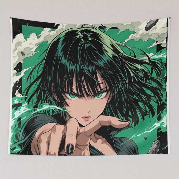 Item preview, Emerald Psychic Warrior – Dark Anime Power Girl with Green Energy designed and sold by Dyan4.