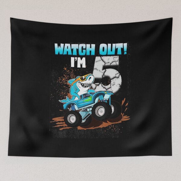 Item preview, 5 Years Old 5th Birthday Shark Boy Girl Monster Truck Gamer designed and sold by FGTV2021.