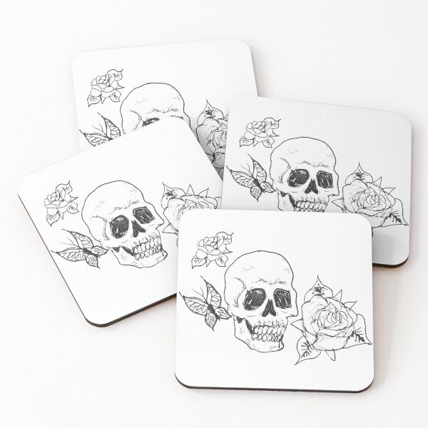 Item preview, Skull And Roses Line Drawing designed and sold by nikkolaus.