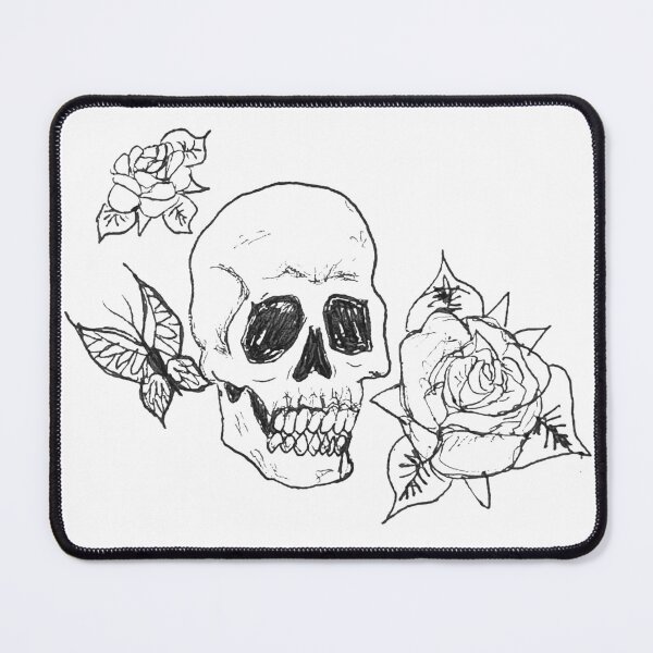 Item preview, Skull And Roses Line Drawing designed and sold by nikkolaus.