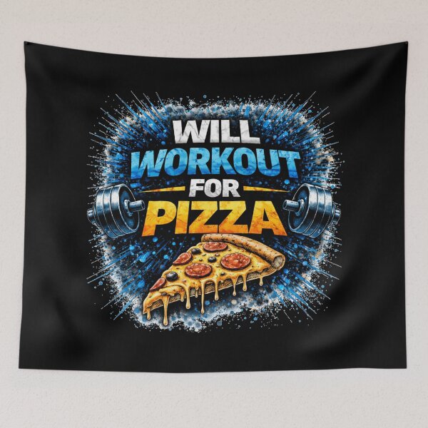 Item preview, Will Workout For Pizza Funny Gym Motivation Design designed and sold by Wolf Garage.