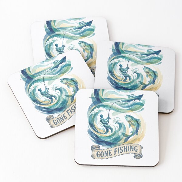 Item preview, Gone Fishing Abstract Artistic Vintage Scene Fisherman designed and sold by Monocromo Shop.