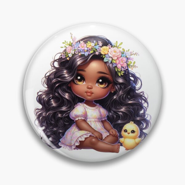 Item preview, Easter Black Chibi Baby, Easter African American Chibi Doll, Spring Chibi Baby Girl. designed and sold by gabrielakrall.
