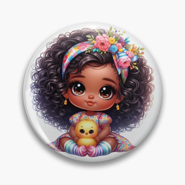 Item preview, Easter Black Chibi Baby, Easter African American Chibi Doll, Spring Chibi Baby Girl. designed and sold by gabrielakrall.