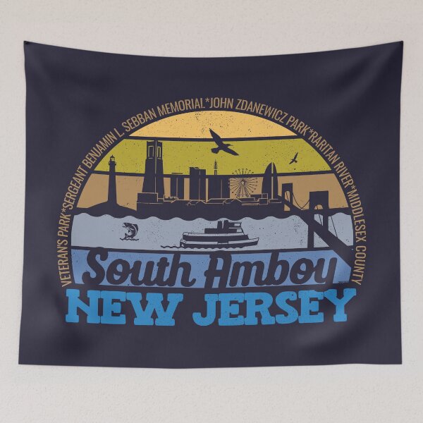 Item preview, South Amboy New Jersey Sunset Retro Vintage Local Pride Logo designed and sold by CRHPOD20.