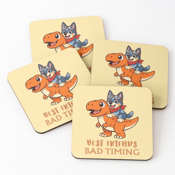 Item preview, Blue Heeler Riding T-Rex – Best Friends Bad Timing Funny Dinosaur Dog Design designed and sold by ThatDoggoArtist.