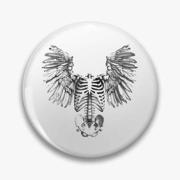 Item preview, Angel Skeleton Wings – Gothic Ribcage and Wings Black and White Art designed and sold by inkoutninja.