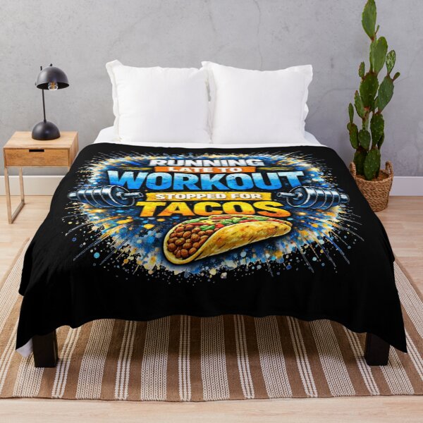 Item preview, Running Late to Workout Stopped for Tacos Gym Humor Design designed and sold by Wolf Garage.