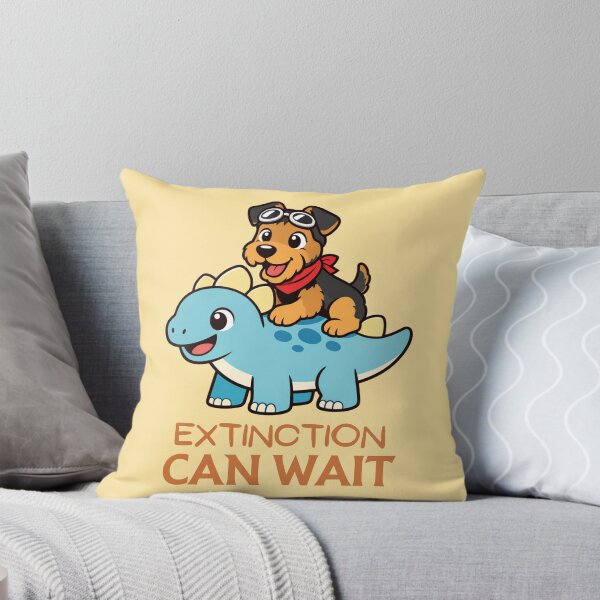 Item preview, Airedale Terrier Riding Stegosaurus – Extinction Can Wait Funny Dinosaur Dog Design designed and sold by ThatDoggoArtist.