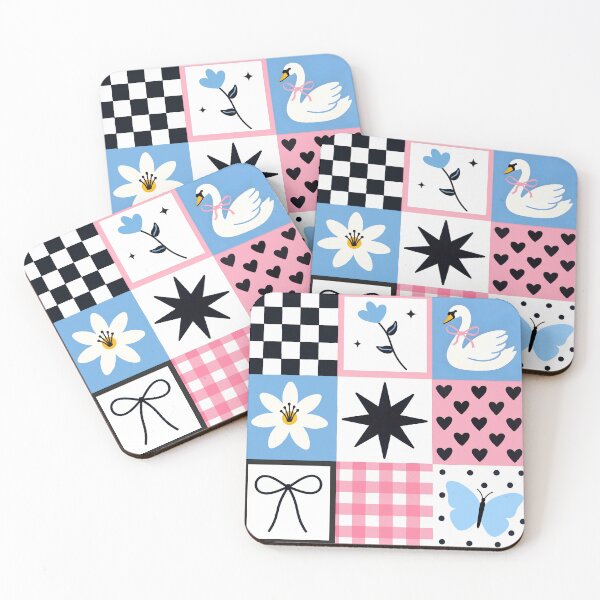 Item preview, Scandinavian Nursery Seamless Pattern, Nordic Swan Folk Art Quilt Digital Paper, Checkerboard Bow Gingham designed and sold by FRH Design ⭐⭐⭐⭐⭐.