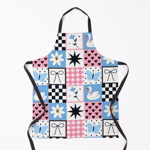 Item preview, Scandinavian Nursery Seamless Pattern, Nordic Swan Folk Art Quilt Digital Paper, Checkerboard Bow Gingham designed and sold by FRH Design ⭐⭐⭐⭐⭐.
