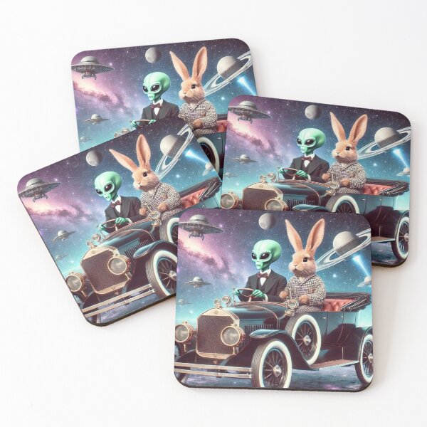 Item preview, Alien & Rabbit – Cosmic Road Trip designed and sold by Dogandesighn.
