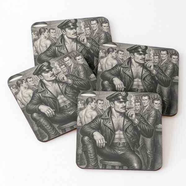 Item preview, Vintage Gay Leather Bar Cigar Smoking Daddy Defiant Currency Tom of Finland Tribute Gay Pride Graphic Design designed and sold by ItsAKinkThing.