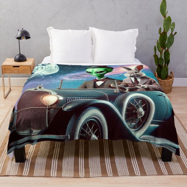 Item preview, Rabbit and Alien in space with a classic car designed and sold by Dogandesighn.