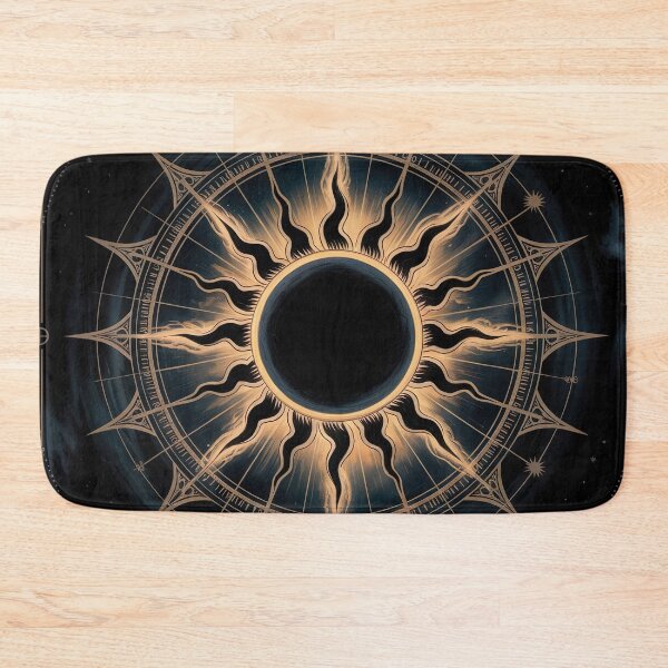 Item preview, Gothic Black Sun Solar Eclipse Symbol | Dark Occult Alchemy Celestial Gold Illustration designed and sold by Tamas Das.