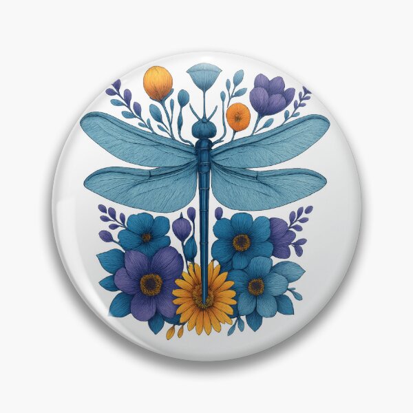 Item preview, Dragonfly Wildflower Botanical Symbolic Artwork designed and sold by CottonandQuill.