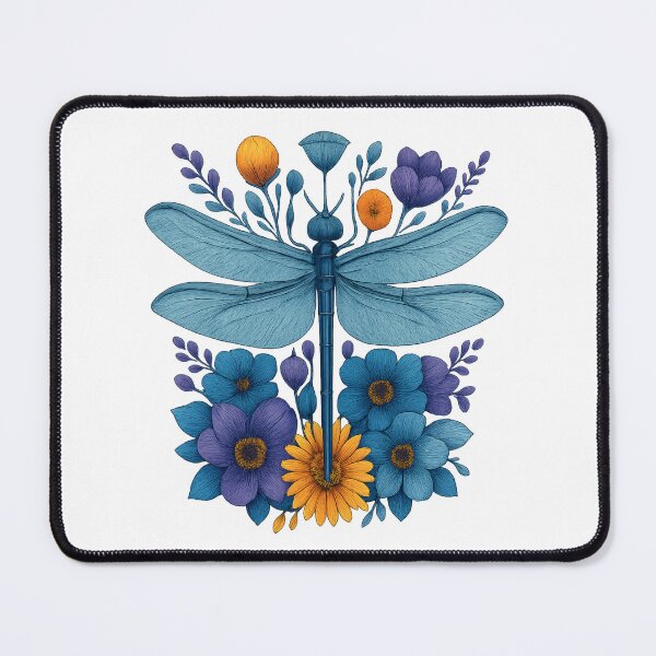 Item preview, Dragonfly Wildflower Botanical Symbolic Artwork designed and sold by CottonandQuill.