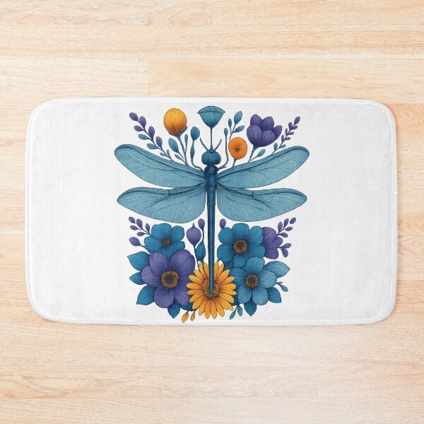 Item preview, Dragonfly Wildflower Botanical Symbolic Artwork designed and sold by CottonandQuill.