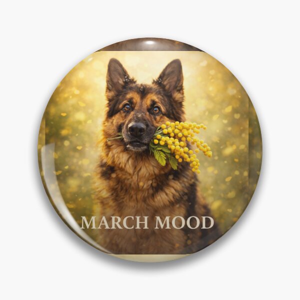 Item preview, March Mood – German Shepherd with Mimosa designed and sold by Zampettalibera.