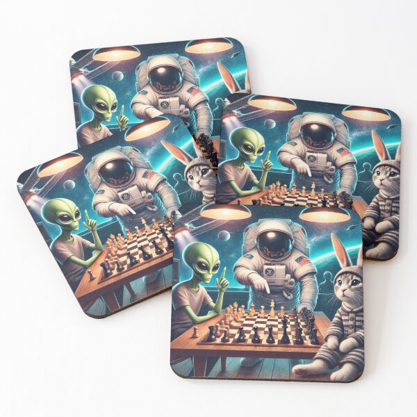 Item preview, Cosmic Chess – Alien, Astronaut & Rabbit designed and sold by Dogandesighn.