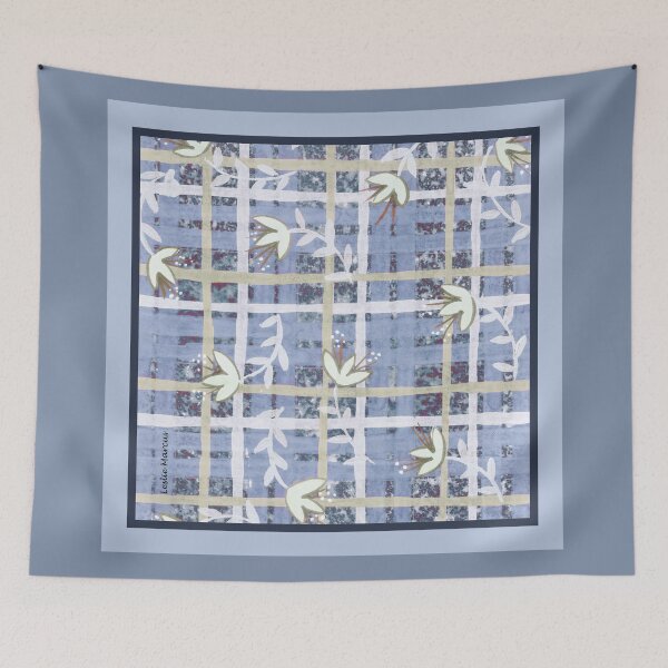 Item preview, FLORAL PLAID~STONE BLUE designed and sold by Leslie Marcus.