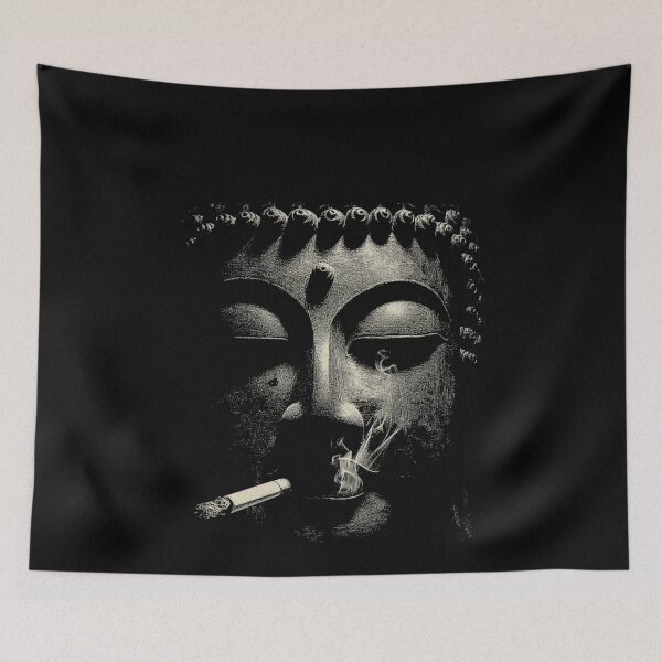 Item preview, Buddha Face Smoking Cigarette Low Key Art designed and sold by k3rstman1.
