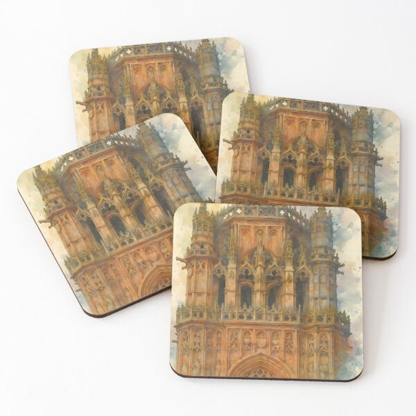 Item preview, Gothic Cathedral Tower with Ornate Architecture – Fine Art designed and sold by M.ALK.Watercolor.