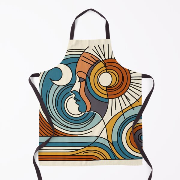 Item preview, Abstract Line Face with Sun and Moon Waves designed and sold by InkSmithery.
