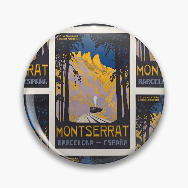 Item preview, Montserrat Barcelona España Mountain Railway Landscape Steam Train Travel Poster : Vintage Art designed and sold by artofuniverse.