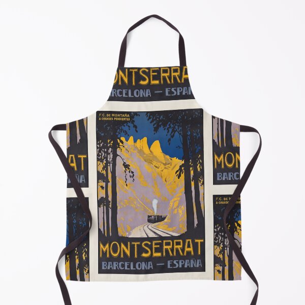 Item preview, Montserrat Barcelona España Mountain Railway Landscape Steam Train Travel Poster : Vintage Art designed and sold by artofuniverse.