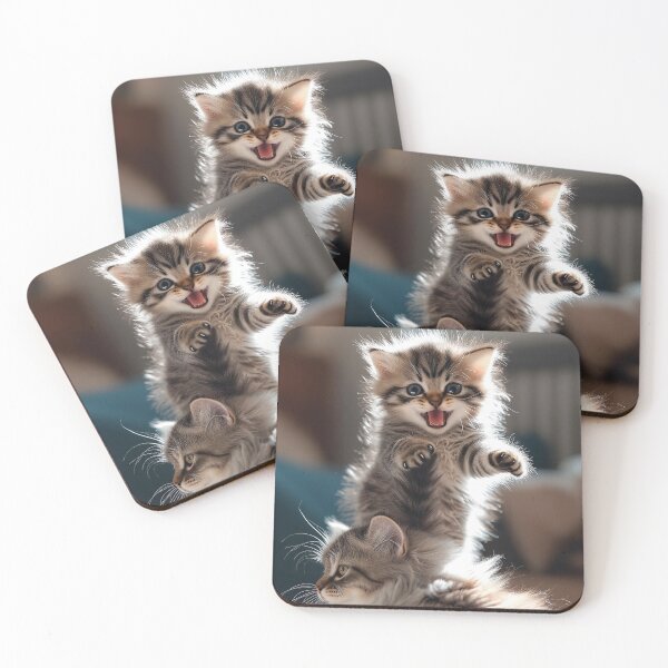 Item preview, Funny Kitten Attacking Mother Cat Tail designed and sold by Jaani-T.