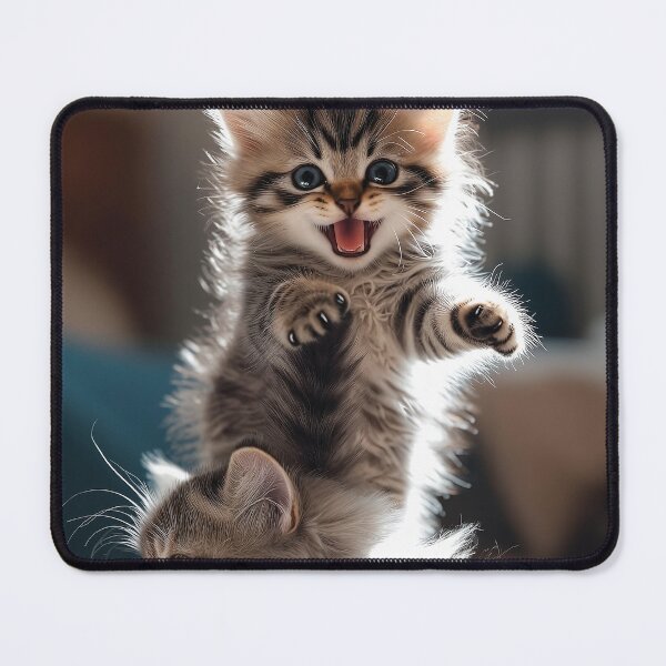 Item preview, Funny Kitten Attacking Mother Cat Tail designed and sold by Jaani-T.