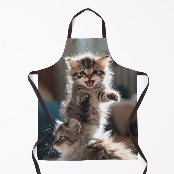 Item preview, Funny Kitten Attacking Mother Cat Tail designed and sold by Jaani-T.