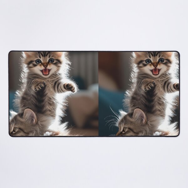 Item preview, Funny Kitten Attacking Mother Cat Tail designed and sold by Jaani-T.