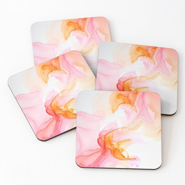 Item preview, Abstract watercolor art with pink and orange designed and sold by katifinell.