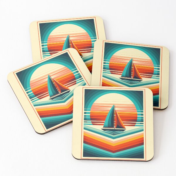 Item preview, Geometric Sailboat Sunset Colour Blocks designed and sold by InkSmithery.