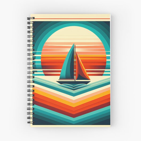 Artikelvorschau, Geometrische Segelboot-Sonnenuntergangsfarbblöcke entworfen und verkauft von InkSmithery.