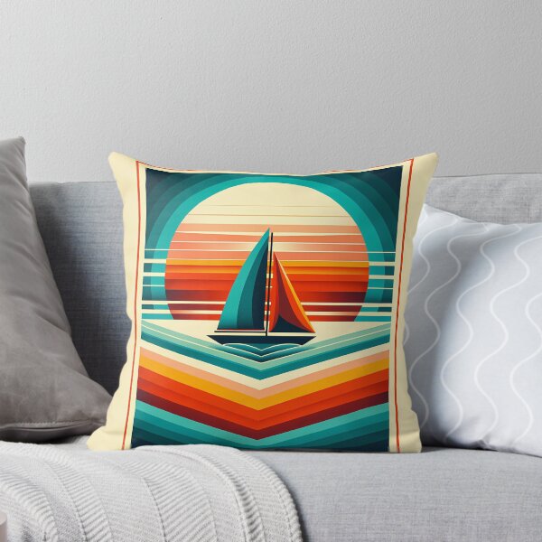 Item preview, Bloques de color geométricos de velero y atardecer designed and sold by InkSmithery.