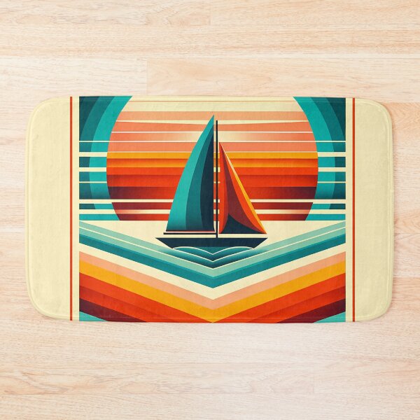 Item preview, Geometric Sailboat Sunset Colour Blocks designed and sold by InkSmithery.