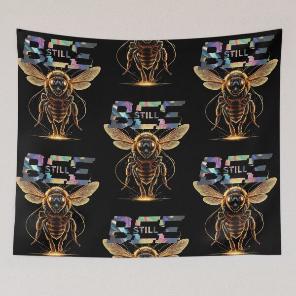 Item preview, “Bee Still” – Glitch Holographic Bee Graphic Design designed and sold by rekan.design.