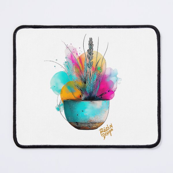 Item preview, Lavender Plant Pot – Turquoise Pink Color Splash Botanical Art designed and sold by Rozin-Design.