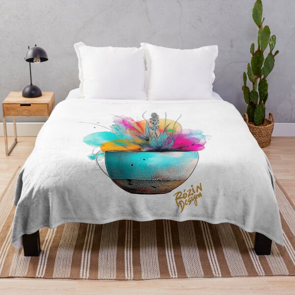 Item preview, Lavender Plant Pot – Turquoise Pink Color Splash Botanical Art designed and sold by Rozin-Design.