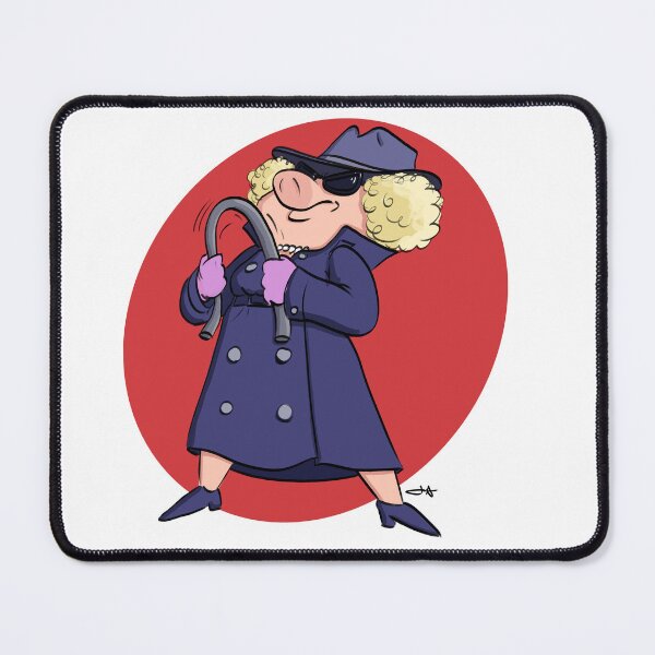 Item preview, Diva Pig in Manhattan, Funny Retro Puppet Parody, Fashion Spy Pose Illustration designed and sold by OptionJoe Art.