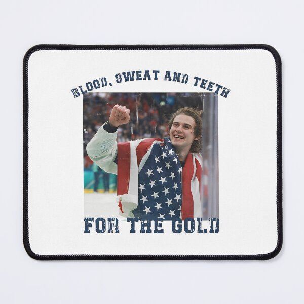 Item preview, Jack Hughes Bloody, Blood Sweat and Teeth for the Gold USA Hockey, Olympic Golden Goal, Jack Hughes Usa Gold Hockey designed and sold by CLOUDYMOODS.
