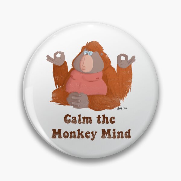 Item preview, Calm the Monkey Mind, Meditation Monkey, Mindfulness Humor Illustration designed and sold by OptionJoe Art.
