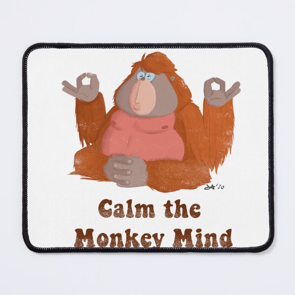 Item preview, Calm the Monkey Mind, Meditation Monkey, Mindfulness Humor Illustration designed and sold by OptionJoe Art.