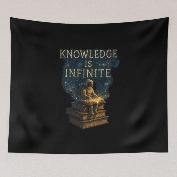 Item preview, Knowledge Is Infinite - Astronaut on Floating Books in Space designed and sold by MKreative Studio.