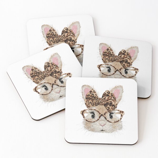 Item preview, Cute Bunny Rabbit Face Leopard Coquette Bow Glasses Easter  designed and sold by ArleneRowe.